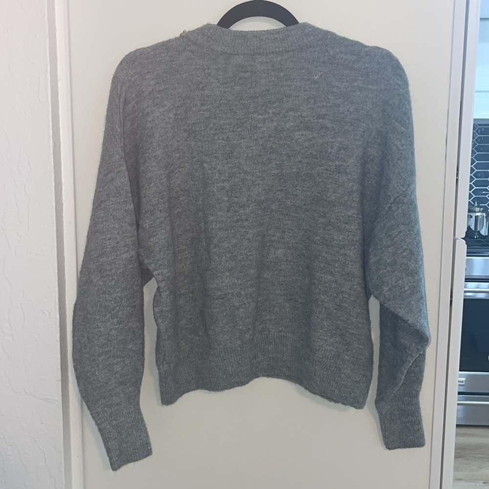 H&M Gray Crew Neck Chain Detail Sweater | S - Picture 3 of 7